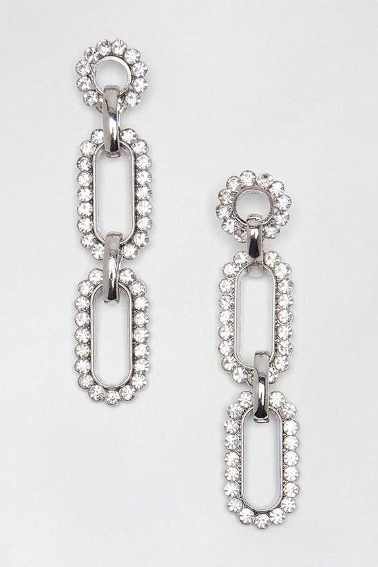 Dorothy Perkins Silver Diamante Chain Link Drop Earrings 1