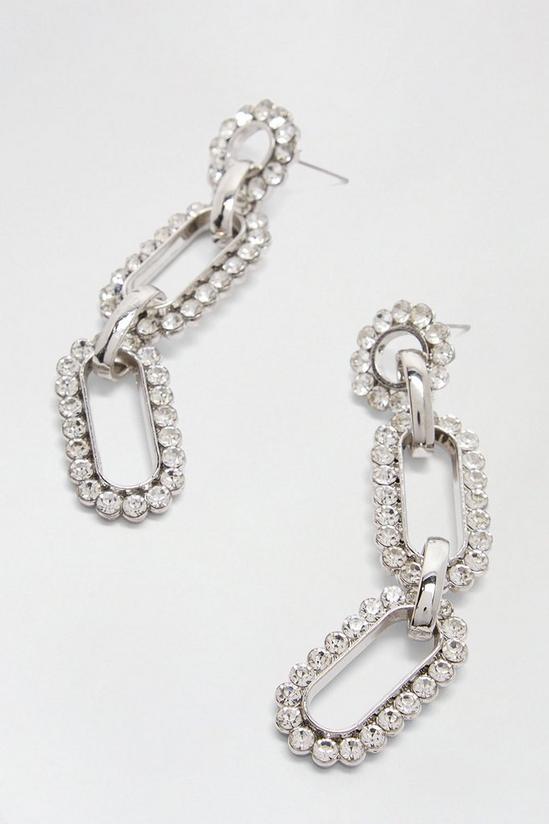 Dorothy Perkins Silver Diamante Chain Link Drop Earrings 2