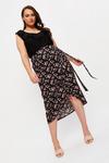 Dorothy Perkins Curve Black Floral Wrap Over Midi Skirt thumbnail 1