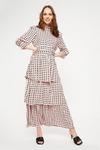 Dorothy Perkins Pink Geo Puff Sleeve Clipped Tiered Midi Dress thumbnail 2