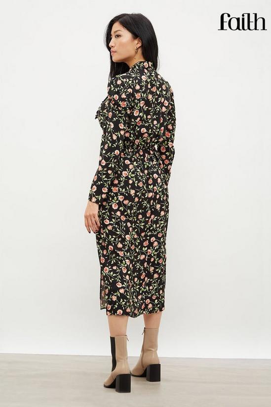 Dorothy Perkins Black Floral Collar Midi Dress 3