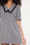 Dorothy Perkins Black Gingham Collar Mini Dress thumbnail 4