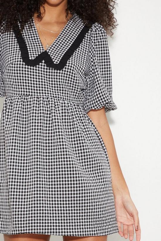 Dorothy Perkins Black Gingham Collar Mini Dress 4