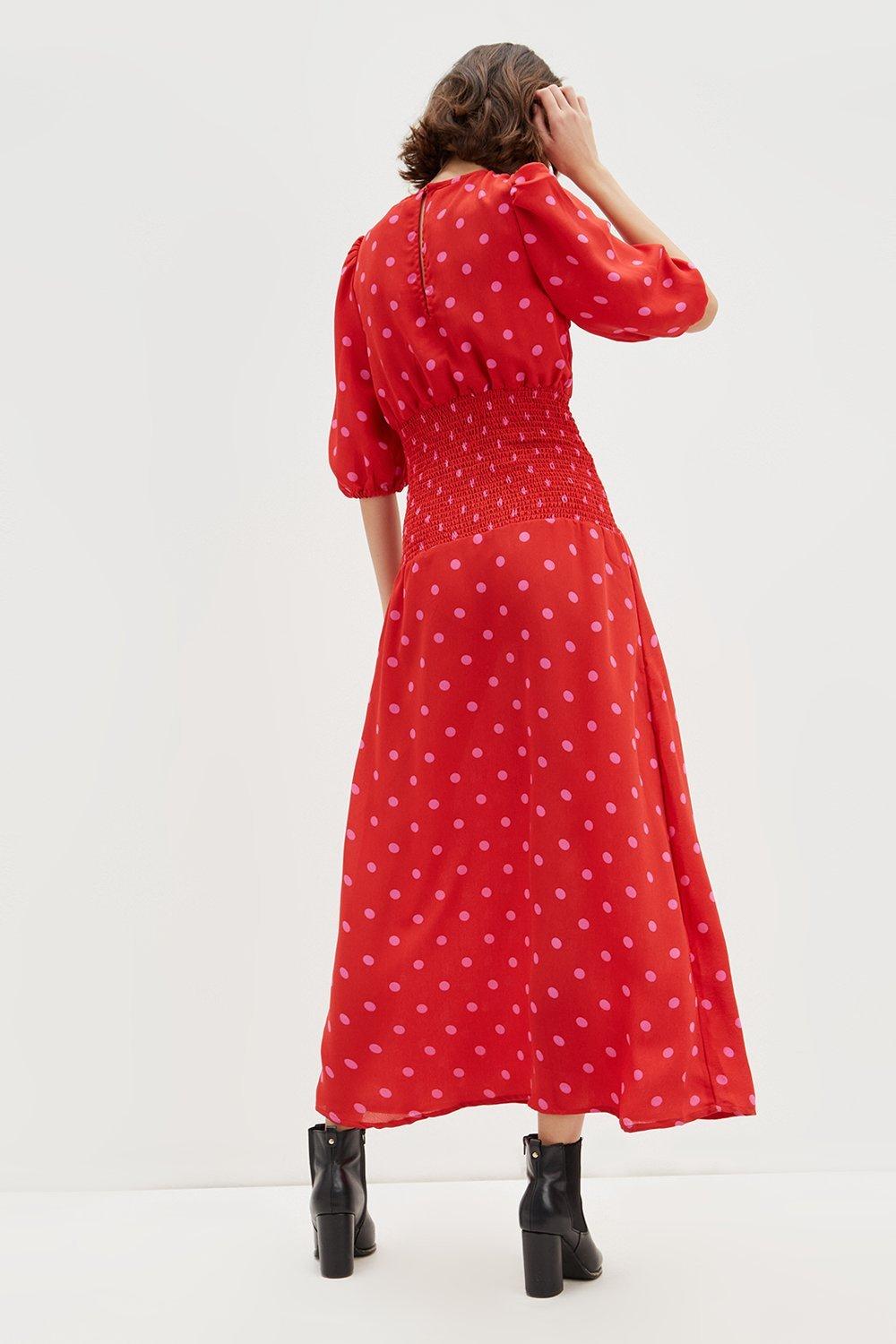 Dorothy perkins red hot sale polka dot dress