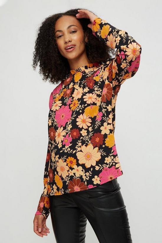 Dorothy Perkins Tall Floral Print Shirred High Neck Top 1