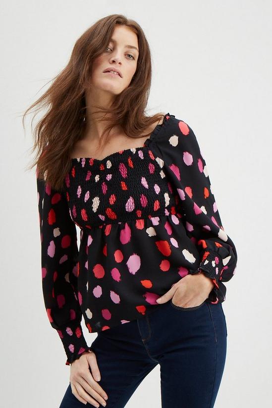 Dorothy Perkins Tall Red Pink Spot Shirred Top 1