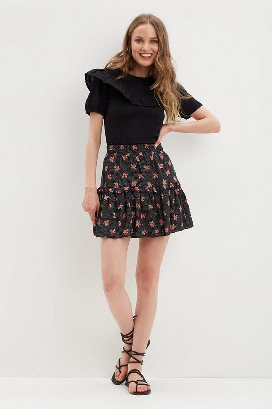 Dorothy Perkins Black Floral Tiered Skirt 1