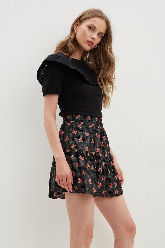 Dorothy Perkins Black Floral Tiered Skirt 2