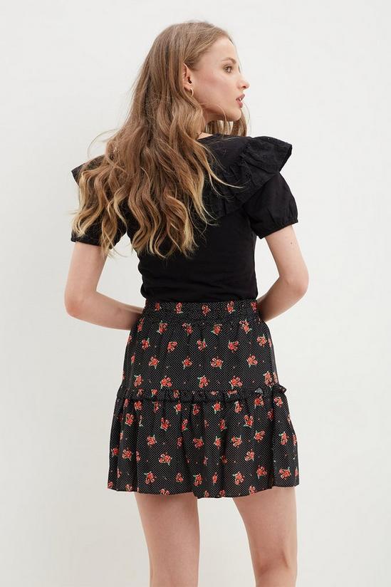 Dorothy Perkins Black Floral Tiered Skirt 3