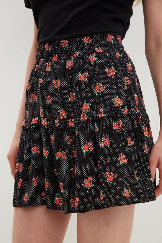 Dorothy Perkins Black Floral Tiered Skirt 4