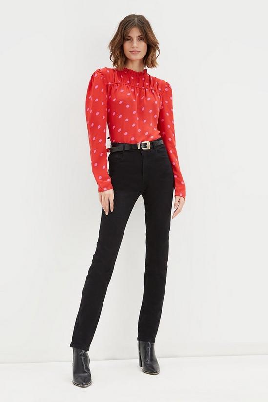 Dorothy Perkins Tall Red Spot Shirred High Neck Top 2