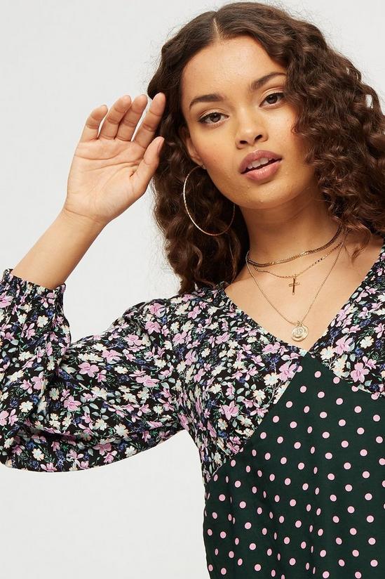 Dorothy Perkins Petite Green Spot Floral Mix And Match Top 1