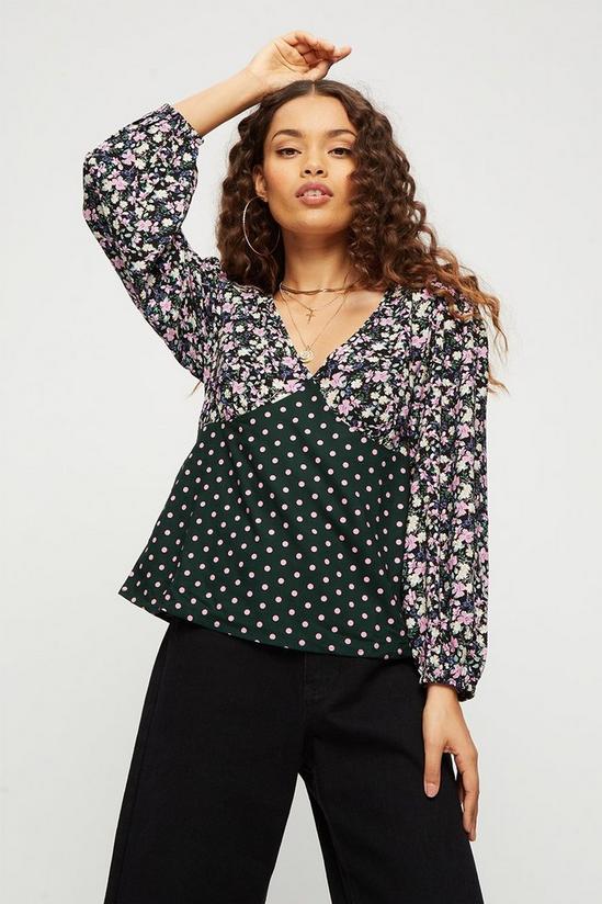 Dorothy Perkins Petite Green Spot Floral Mix And Match Top 4