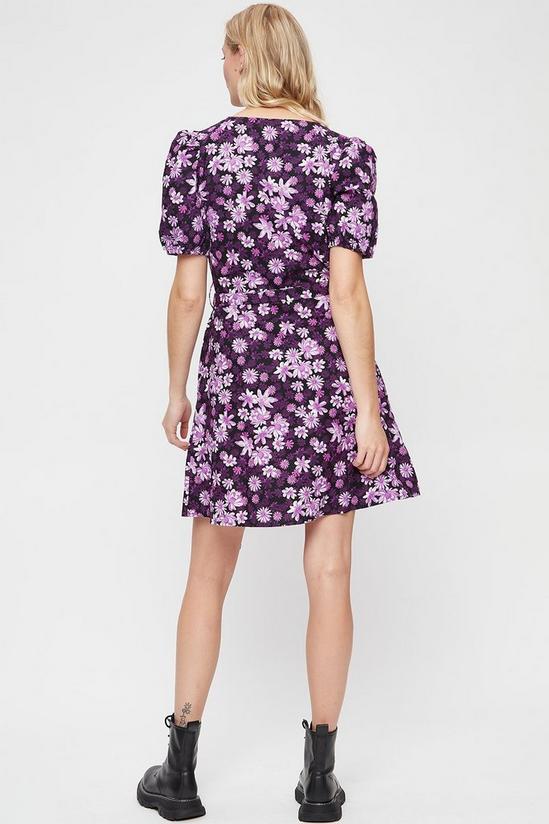 Dorothy Perkins Tall Purple Floral Wrap Front Mini Dress 3