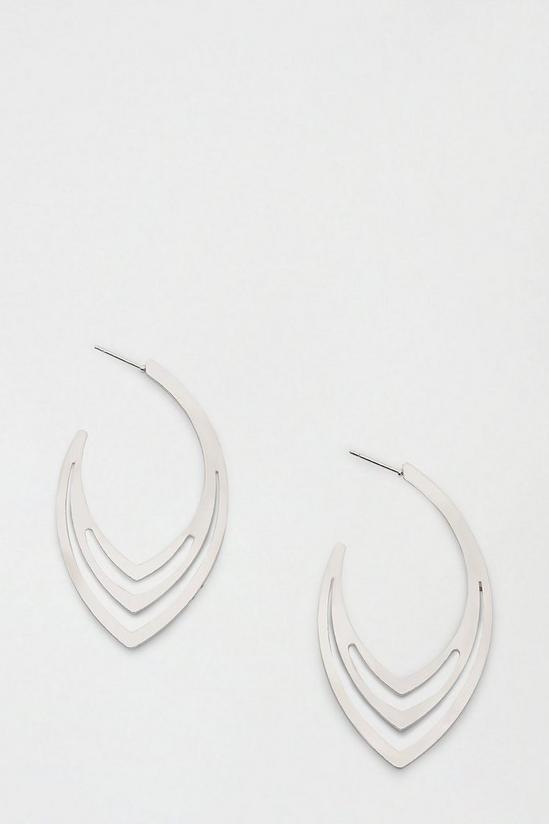 Dorothy Perkins Silver Oval Lined Hoop Earrings 1