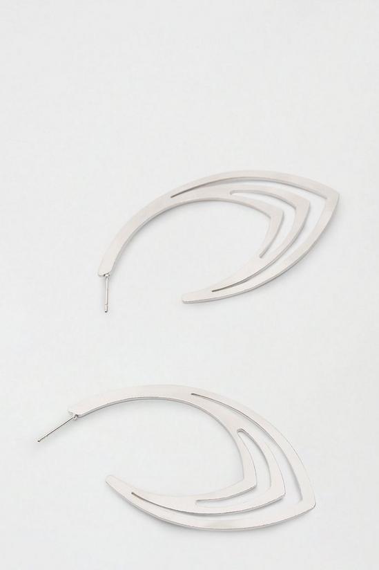 Dorothy Perkins Silver Oval Lined Hoop Earrings 2