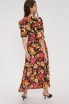 Dorothy Perkins Tall Pink Brown Floral Shirred Midi Dress thumbnail 3