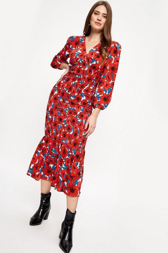 Dorothy Perkins Tall Floral Print Shirred Body Midaxi Dress 1