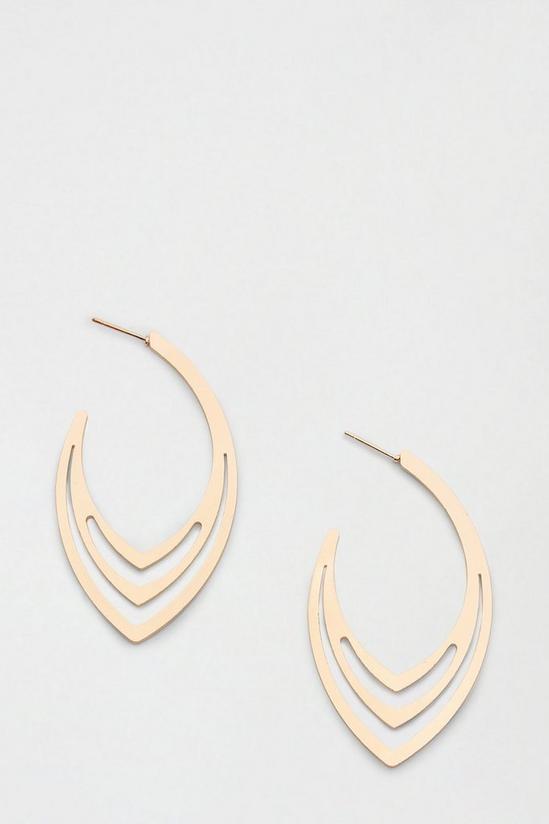 Dorothy Perkins Gold Oval Lined Hoop Earrings 1