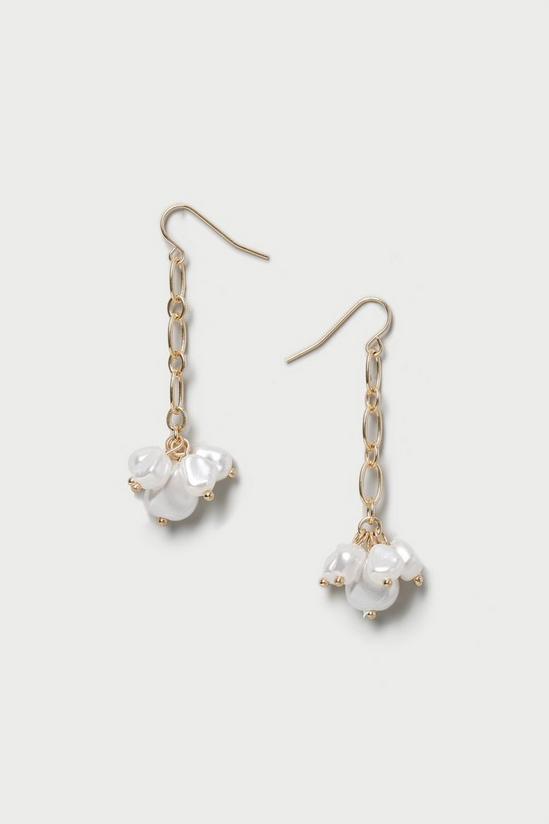 Dorothy Perkins Gold Chain Pearl Detail Drop Earrings 1