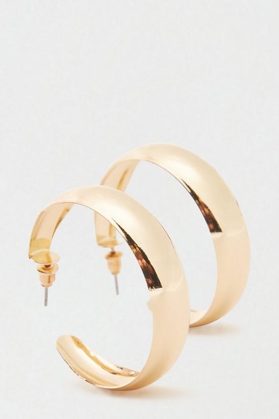 Dorothy Perkins Gold Wide Curved Hoop Earrings 1