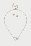 Dorothy Perkins Double Heart Necklace And Stud Set thumbnail 1