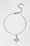 Dorothy Perkins Silver Diamante Butterfly Detail Anklet thumbnail 1