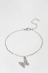 Dorothy Perkins Silver Diamante Butterfly Detail Anklet thumbnail 2