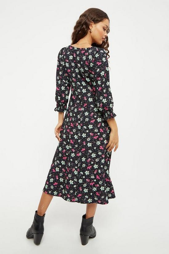 Dorothy Perkins Petite Floral Empire 3q Sleeve Midi Dress 3