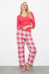 Dorothy Perkins Pink Rib Check Pyjama Set thumbnail 2