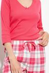 Dorothy Perkins Pink Rib Check Pyjama Set thumbnail 4