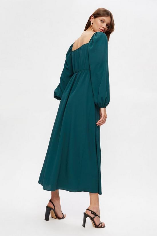 Dorothy Perkins Green Long Sleeve Frill Midi Dress 3