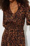 Dorothy Perkins Brown Animal Shirred Waist Three Quarter Sleeve Midi Dress thumbnail 4