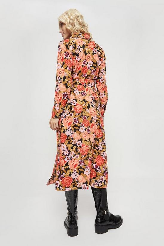 Dorothy Perkins Orange Floral Long Sleeve Midi Shirt Dress 3