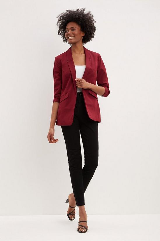 Dorothy Perkins Tall Berry Ruched Sleeve Blazer 2