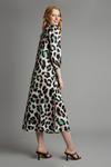 Dorothy Perkins Green Leopard Satin Volume Sleeve Midi Dress thumbnail 3