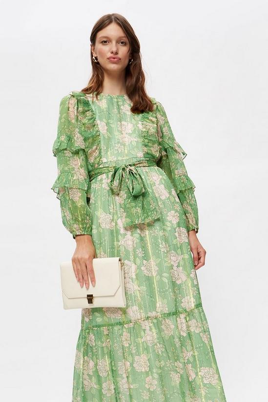 Dorothy Perkins Large Green Floral Ruffle Midaxi Dress 2