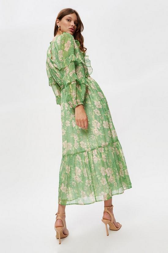 Dorothy Perkins Large Green Floral Ruffle Midaxi Dress 3