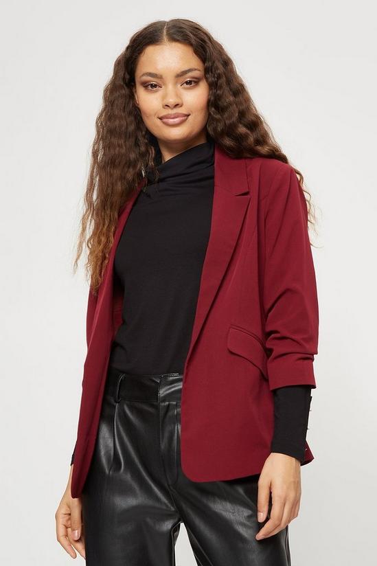 Dorothy Perkins Petite Berry Ruched Sleeve Blazer 4