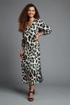 Dorothy Perkins Petite Leopard Satin Sleeved Midaxi Dress thumbnail 1