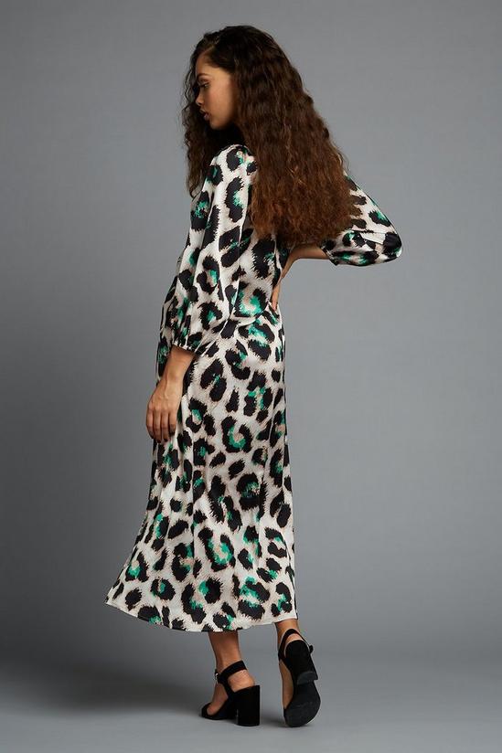 Dorothy Perkins Petite Leopard Satin Sleeved Midaxi Dress 3