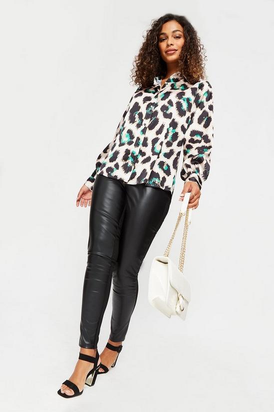 Dorothy Perkins Petite Leopard Volume Sleeve Satin Shirt 2