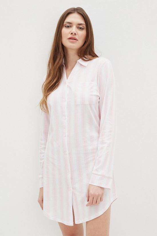 Dorothy Perkins Tall Pink Stripe Long Sleeve Nightshirt 1