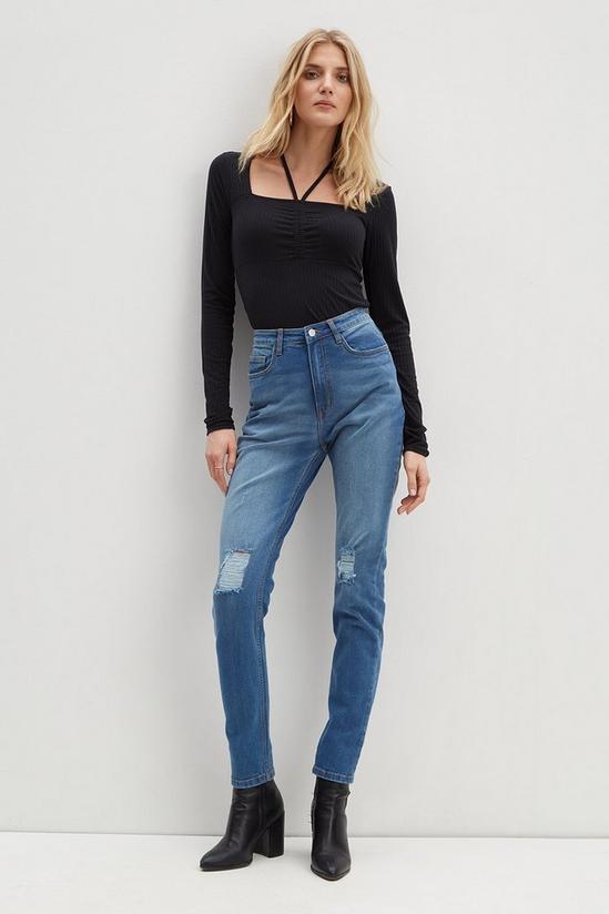 Dorothy Perkins Tall Midwash Ripped Knee Mom Jeans 1