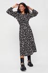 Dorothy Perkins Petite Multi Leopard Shirred Waist Midi Dress thumbnail 1