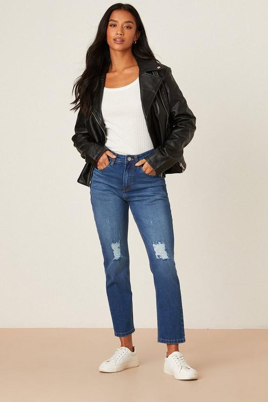 Dorothy Perkins Petite Midwash Ripped Mom Jeans 2