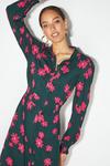 Dorothy Perkins Tall Olive Pink Floral Shirt Midi Dress thumbnail 2