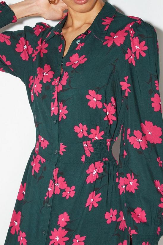 Dorothy Perkins Tall Olive Pink Floral Shirt Midi Dress 4