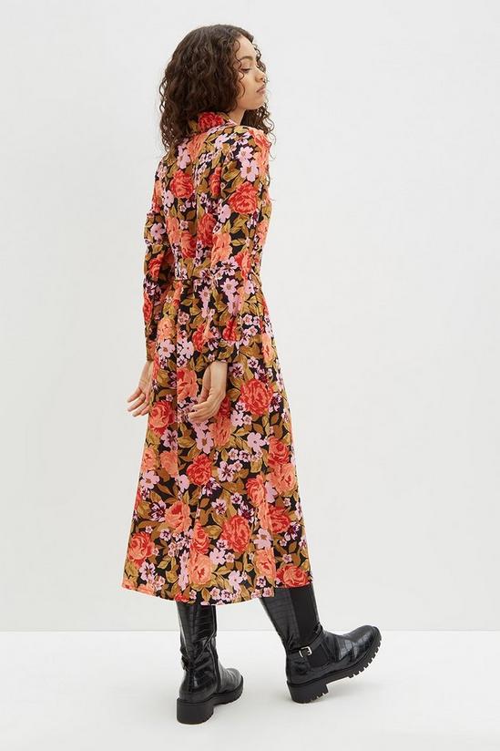 Dorothy Perkins Petite Floral Long Sleeve Shirt Midi Dress 3