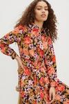 Dorothy Perkins Petite Floral Long Sleeve Shirt Midi Dress thumbnail 4
